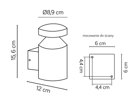 Lampa Ogrodowa Zewnętrzna Elewacyjna KINKIET LED Delta DL-K100 6W 440lm 4000K Neutralna Su-Ma