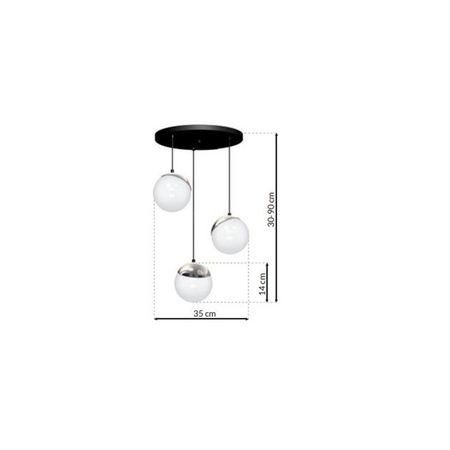 Lampa wisząca SFERA 3xE14 Białe Kule Chromowane Detale MLP8884 Milagro Metal + Szkło