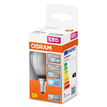 Żarówka LED P45 Kulka E14 4W = 40W 470lm 4000K Neutralna 300° Retrofit Filament CLASSIC Osram
