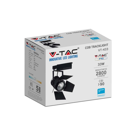 Reflektor szynowy LED 33W 5000K Czarny Samsung Chip VT-433 V-TAC - 5 Lat Gwarancji