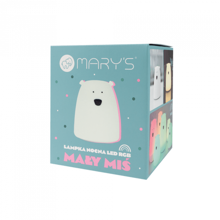 Lampka Nocna Dziecięca LED 3000K Ciepła + Wielokolorowa RGB Bateryjna Biała MAŁY MIŚ MARY'S