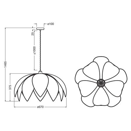 Lampa Sufitowa Wisząca Zwis Dekoracyjna E27 Beżowa Decor Rattan Lotus Osram