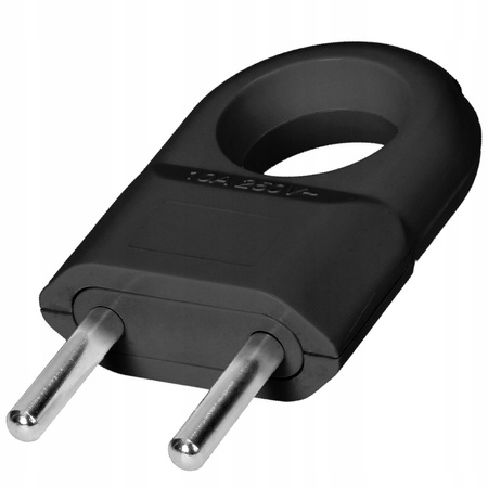 Wtyczka Elektryczna Euro Płaska 2P Wtyk z Uchem Uchwytem Czarny ORNO