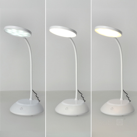 Lampka Biurkowa Stołowa LED 5W 200lm CCT 270° Akumulatorowa Biała Visua Kobi