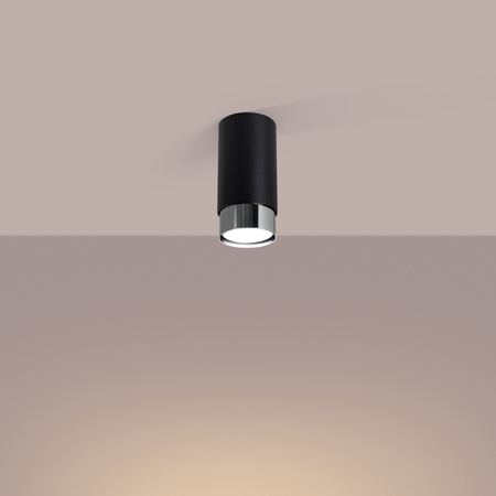 Lampa Sufitowa Oprawa Natynkowa Tuba Spot GU10 Czarna Chrom Nero Bittersweet Shimmer SL.1408 Sollux