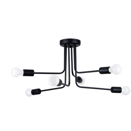 Lampa Sufitowa Oprawa Natynkowa Wisząca Zwis 6x E27 Żyrandol Nieregularna Czarna Nowoczesna Norah Sollux