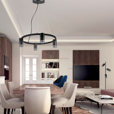 Lampa Sufitowa Wisząca Zwis 4x GU10 Czarna ROMA Sanico Goldlux