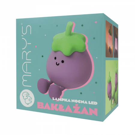 Lampka Nocna Dziecięca LED 2.5W 6500K Zimna Akumulatorowa 1200mAh fioletowy BAKŁAŻAN MARY'S