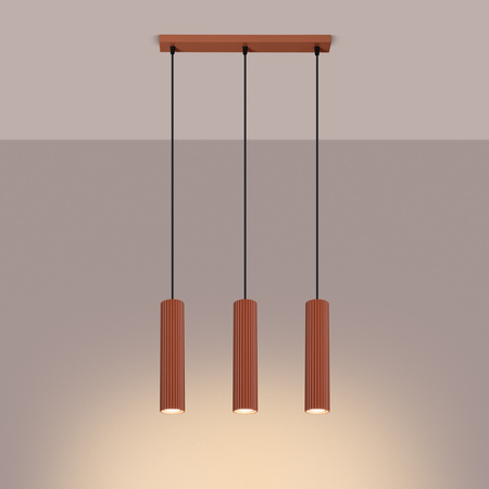 Lampa Wisząca Sufitowa Zwis Tuba Spot 3x GU10 Ochra Czerwona Karbon Deep Space SL.1632 Sollux