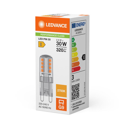 Żarówka LED Kapsułka G9 2.6W = 30W 320lm 2700K Ciepła 300° Ledvance