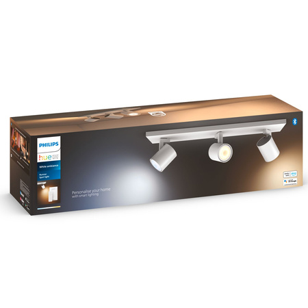 Lampa sufitowa Reflektor LED Spot Runner Biały 3x 4,2W CCT PHILIPS HUE Bluetooth Zigbee + Przełącznik Dimmer Switch