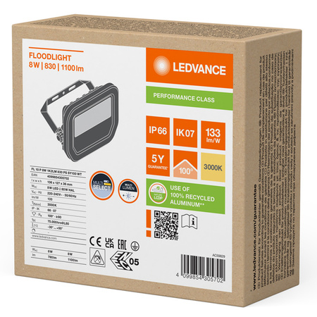 Naświetlacz LED Reflektor Zewnętrzny Lampa 10W 1100lm 3000K IP66 Biały Floodlight Ledvance