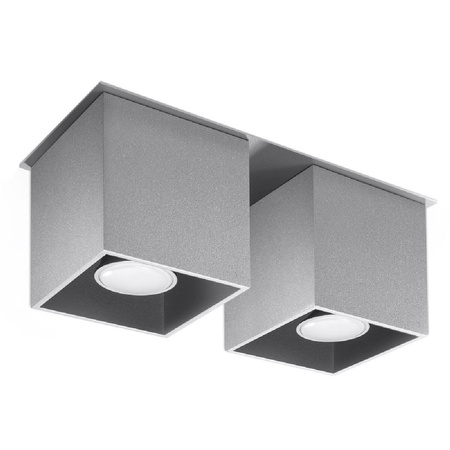 Lampa Sufitowa Oprawa Natynkowa 2x GU10 Kwadratowa Szara Nowoczesna Quad Sollux