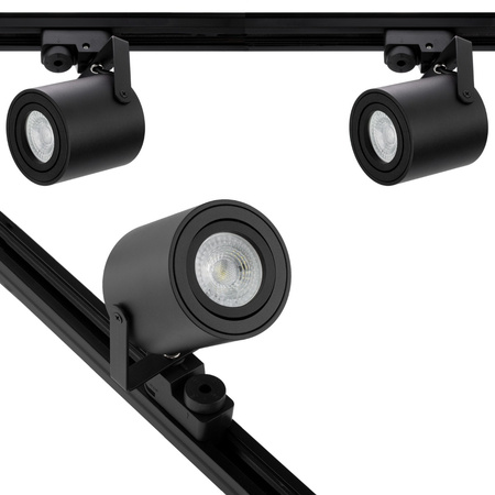 Zestaw Szyna Oświetleniowa Szynoprzewód 1m + 2x Reflektor Szynowy LED Lampa GU10 Czarny Mat