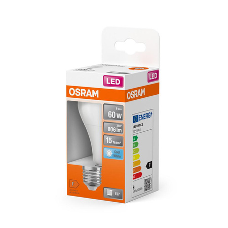 Żarówka LED A60 E27 8W = 60W 806lm 4000K Neutralna 150° STAR CLASSIC Osram