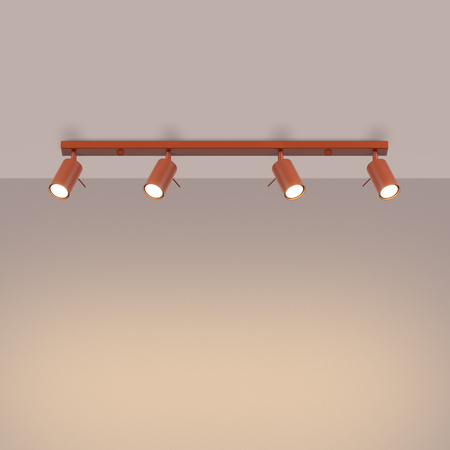 Lampa Sufitowa Reflektor Tuba Spot 4x GU10 Ochra Czerwona Ring Bittersweet Shimmer SL.1510 Sollux