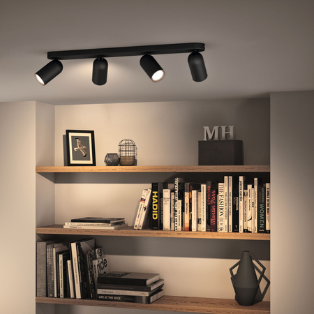 Lampa Sufitowa Reflektor Natynkowy 4x GU10 Czarna Pongee Philips