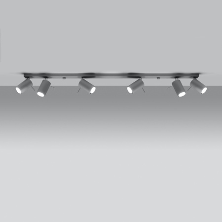 Lampa Sufitowa Oprawa Natynkowa 6x GU10 SPOT TUBA Reflektor Ruchoma Minimalistyczna Tubularna Szara Nowoczesna Ring Sollux