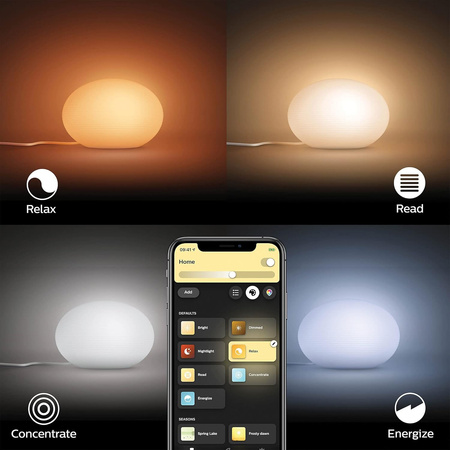 Lampka Biurkowa LED Nocna 9.5W 800lm IP20 White and Color Ambiance RGB + TW Biała Inteligentna SMART Zigbee Bluetooth Flourish Philips HUE