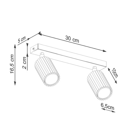 Lampa Sufitowa Reflektor Tuba Spot 2x GU10 Beżowa Karbon Deep Space SL.1599 Sollux
