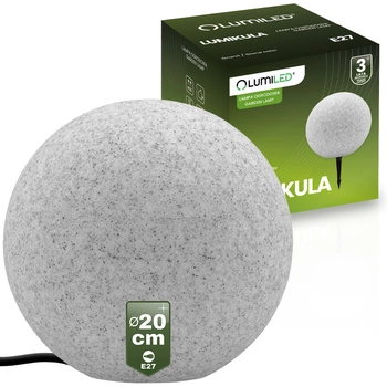 Lampa Oprawa Ogrodowa Zewnętrzna KAMIENNA KULA LED LUMIKULA 20cm E27 IP65 LUMILED
