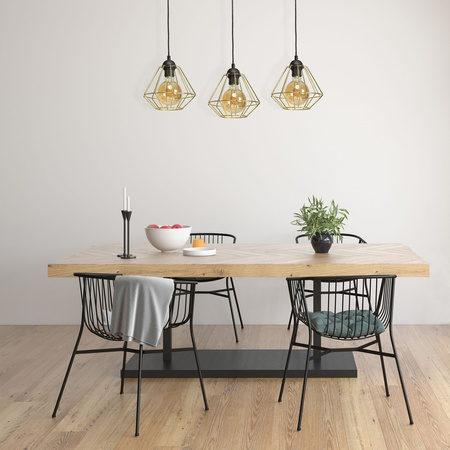 Lampa wisząca LUPO 3xE27 Geometryczny Kształt Loft Czarna Złota MLP6271 Milagro Metal