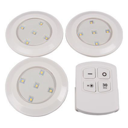 3x Lampka Podszafkowa LED Samoprzylepna na Baterie 0.5W 4000K Neutralna Pilot 2x AAA Biała Masterled