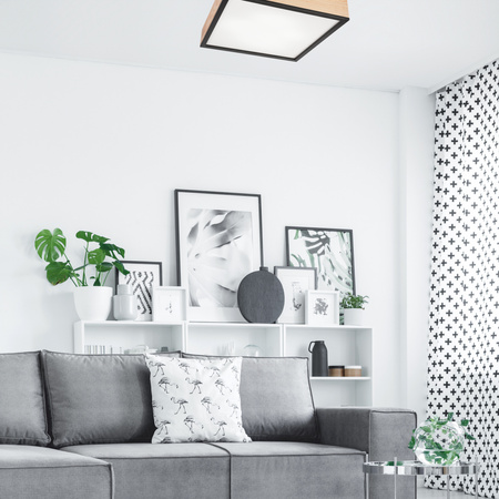 Plafon LED Lampa Sufitowa SANTIAGO 4xE27 Kwadratowa Drewniana LD-PD-9.6 Lamkur