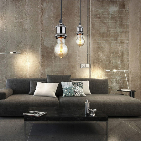 Lampa Wisząca Oprawa E27 Metalowa Chromowa z Blokadą LEDIGO Vintage