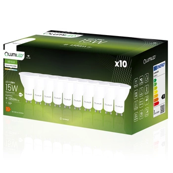 Zestaw 10x Żarówka LED GU10 1,5W = 15W 135lm 4000K Neutralna 120° LUMILED