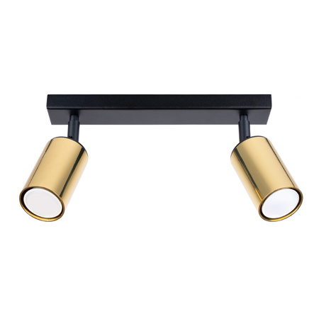 Lampa Sufitowa Oprawa Natynkowa SPOT TUBA Reflektor 2x GU10 Tubularna Czarna Złota Nowoczesna Winx Sollux