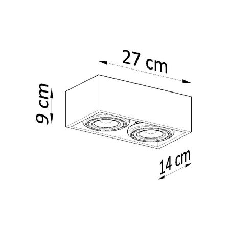 Lampa Sufitowa Oprawa Natynkowa 2x GU10 Kwadratowa Szara Industrialna Quatro Sollux