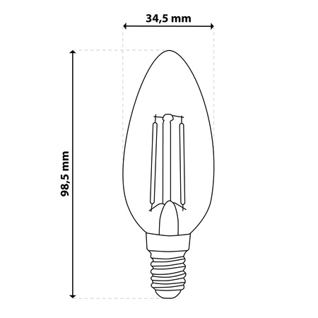 10x Żarówka LED E14 Świeczka B35 2W = 25W 249lm 3000K Ciepła 360° FILAMENT LUMILED