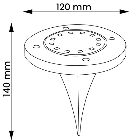 Zestaw 6x Lampka Ogrodowa 12x LED SOLARNA DOGRUNTOWA Wbijana IP44
