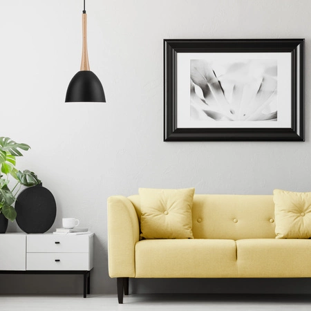 Lampa Wisząca Sufitowa VANESSA E27 Czarna Drewniana LM-1.1/77 Lamkur