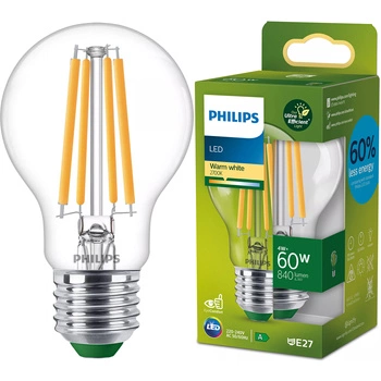 Żarówka LED E27 A60 4W = 60W 840lm 210lm/W 2700K Ciepła 300° KLASA A UltraEfficient Philips