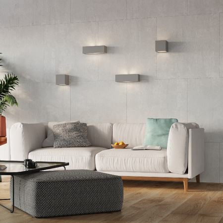 Lampa Ścienna Kinkiet E27 Kostka Kwadratowa Szara Nowoczesna Leo Sollux