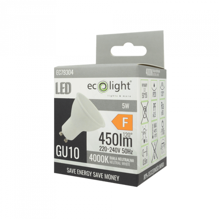 Żarówka LED Reflektor GU10 5W 400lm 4000K Neutralna Ecolight