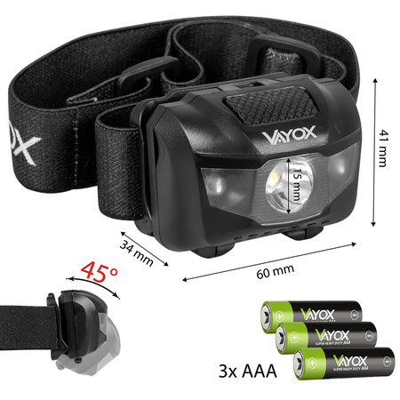 Latarka Akumulatorowa Czołowa 100lm LED + 2x LED VA0178 VAYOX