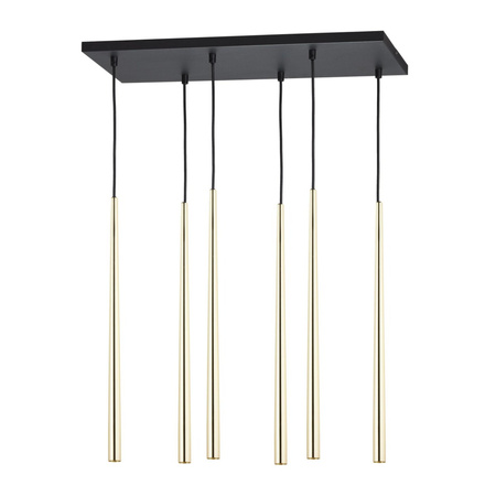 Lampa Sufitowa Wisząca PIANO GOLD Żyrandol Sople Czarno-Złota Nowoczesna 6xG9 6420 TK Lighting