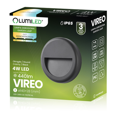 Lampa Ogrodowa Zewnętrzna Schodowa Kinkiet Elewacyjny CCT 3000-6500K LED 4W IP65 VIREO LUMILED