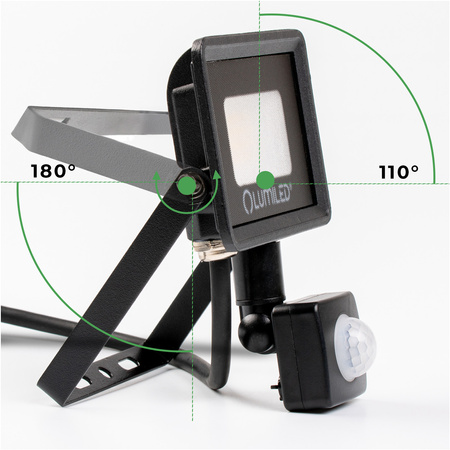 Naświetlacz LED ZONER 20W 1800LM 4000K IP44 Czarny Czujnik Ruchu LUMILED