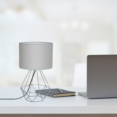 Lampka Biurkowa Stołowa LED BASKET Szara 1xE27 Milagro