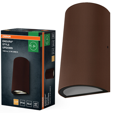 Kinkiet Ogrodowy Lampa Elewacyjna Zewnętrzna LED 12W 700lm 3000K Ciepła Brązowy IP54 Endura Osram
