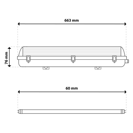 Oprawa Hermetyczna Pyłoszczelna 60cm 2xT8 G13 IP65 + 2x Świetlówki LED 9W 4000K Lumiled