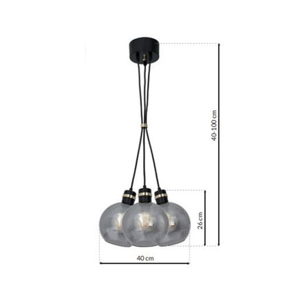 Lampa wisząca OMEGA 3xE27 Przydymione Szkło Kula MLP6532 Milagro Metal + Szkło