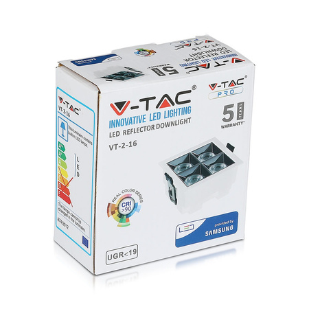 Oprawa LED Podtynkowa Spot 16W 2700K Stała SMD SAMSUNG CHIP Kwadratowa VT-2-16 V-TAC