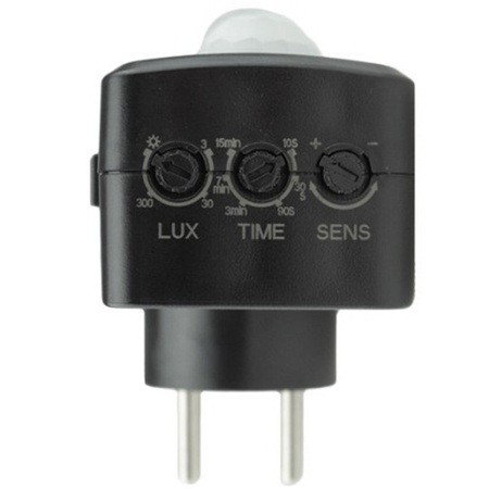 Czujnik Ruchu i Zmierzchu PIR do Gniazdka 120° 9m Wewnętrzny Czarny