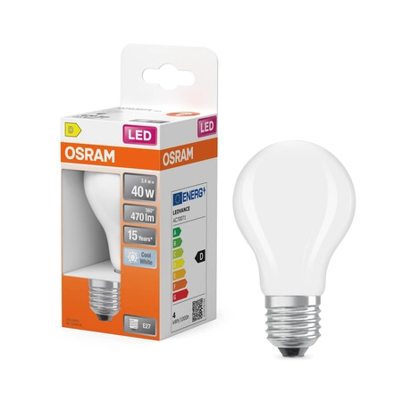 Żarówka LED E27 A60 3.4W = 40W 470lm 4000K Neutralna 300° STAR CLASSIC Osram