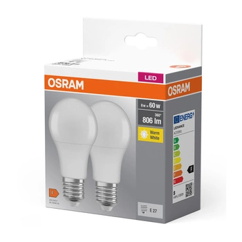 2X Żarówka LED E27 A60 8W = 60W 806lm 2700K Ciepła 200° OSRAM 